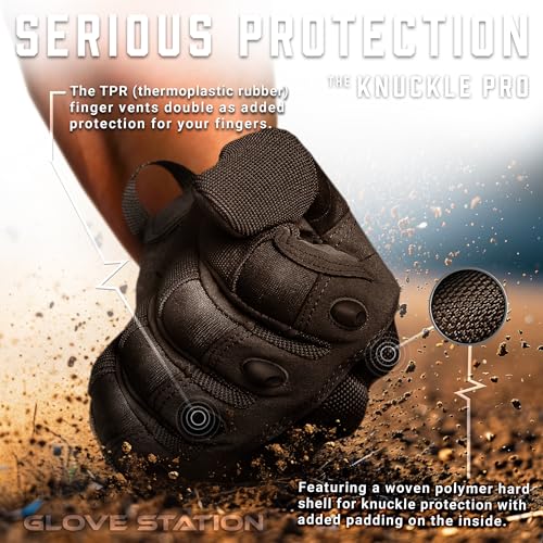 Hard Knuckle Touchscreen Utility Gloves - Impact Protection, Breathable, Large