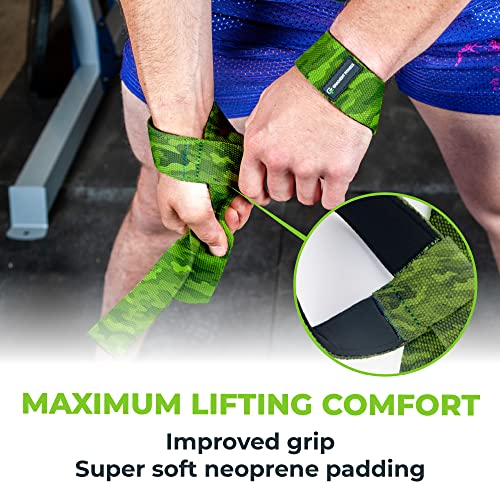 Weightlifting Straps with Neoprene Padding - 20-Inch Cotton - Camo