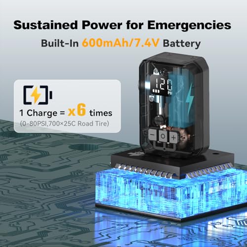 Portable Electric Bike Pump 120 PSI with Digital Gauge for Presta & Schrader Valves