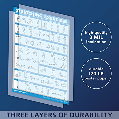 QuickFit Stretching Workout Exercise Poster - Laminated 18" x 24"