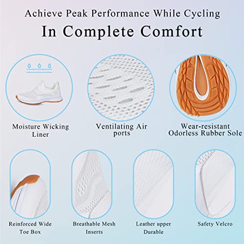 Women's Cycling Shoes - Comfortable & Breathable, Size 9.5 - White