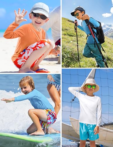Boys UPF 50+ Rash Guard Swim Shirt - Long Sleeve Sun Protection - Rose Pink / Small