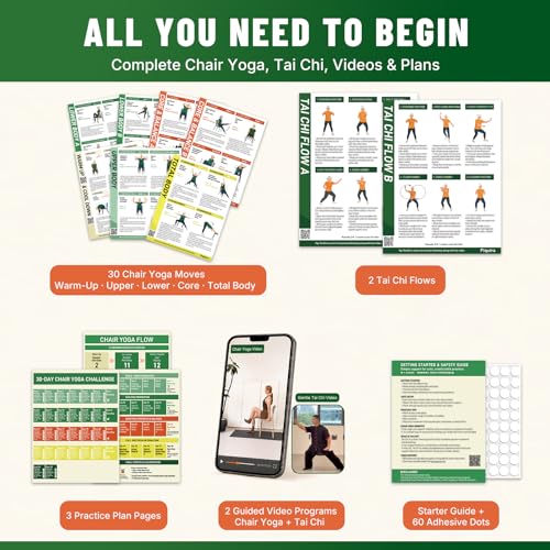 Chair Yoga & Tai Chi Workout Charts for Seniors - 30-Day Challenge