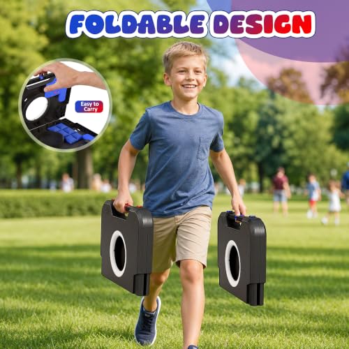 LED Cornhole Board Set with Glow-in-Dark Target & Sound Effects - Foldable Portable Game