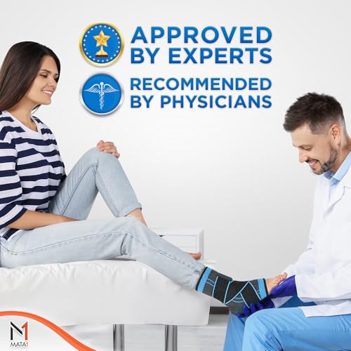 Adjustable Ankle Brace for Plantar Fasciitis & Support - Blue Regular
