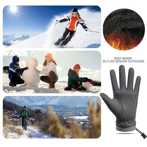 Winter Touchscreen Gloves for Men - Thermal, Water-Repellent, Medium/Dark Grey