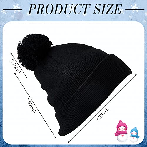 Winter Pom Beanie Hat Set - Red & Black Knit Caps for Men & Women