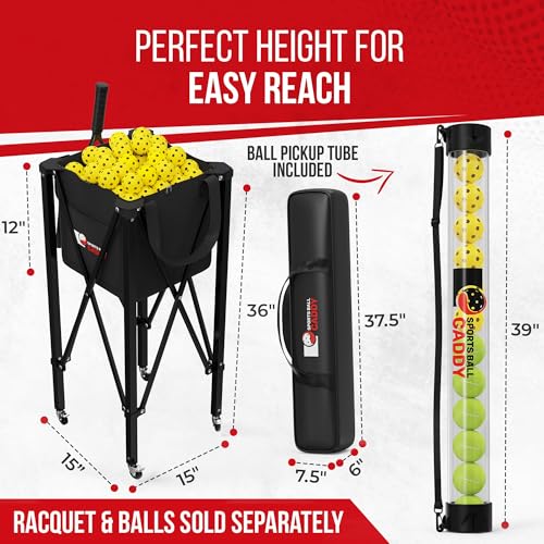Tennis & Pickleball Hopper with Pickup Tube - 2-in-1 Set