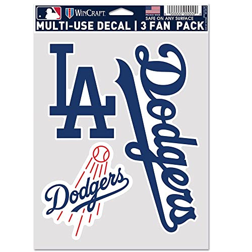 MLB Los Angeles Dodgers Decal Multi Use Fan 3 Pack, Team Colors, One