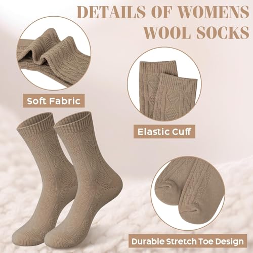 Wool Socks for Women - Winter Warm Cute Cat Crew Socks - One Size