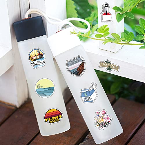 63Pcs Michigan Aesthetic Waterproof Stickers Pack - Travel Decals