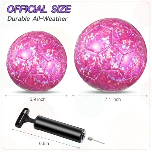 Pink Soccer Ball Set with Pump - Size 2 & 3 Indoor & Outdoor Sports Gift for Kids & Teens