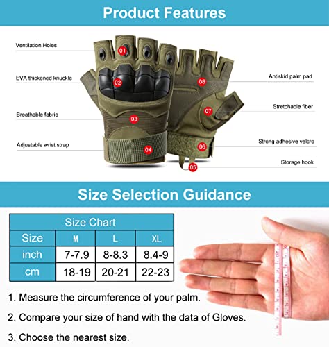 Outdoor Fingerless Gloves for Men - Medium Black for Biking & Hiking