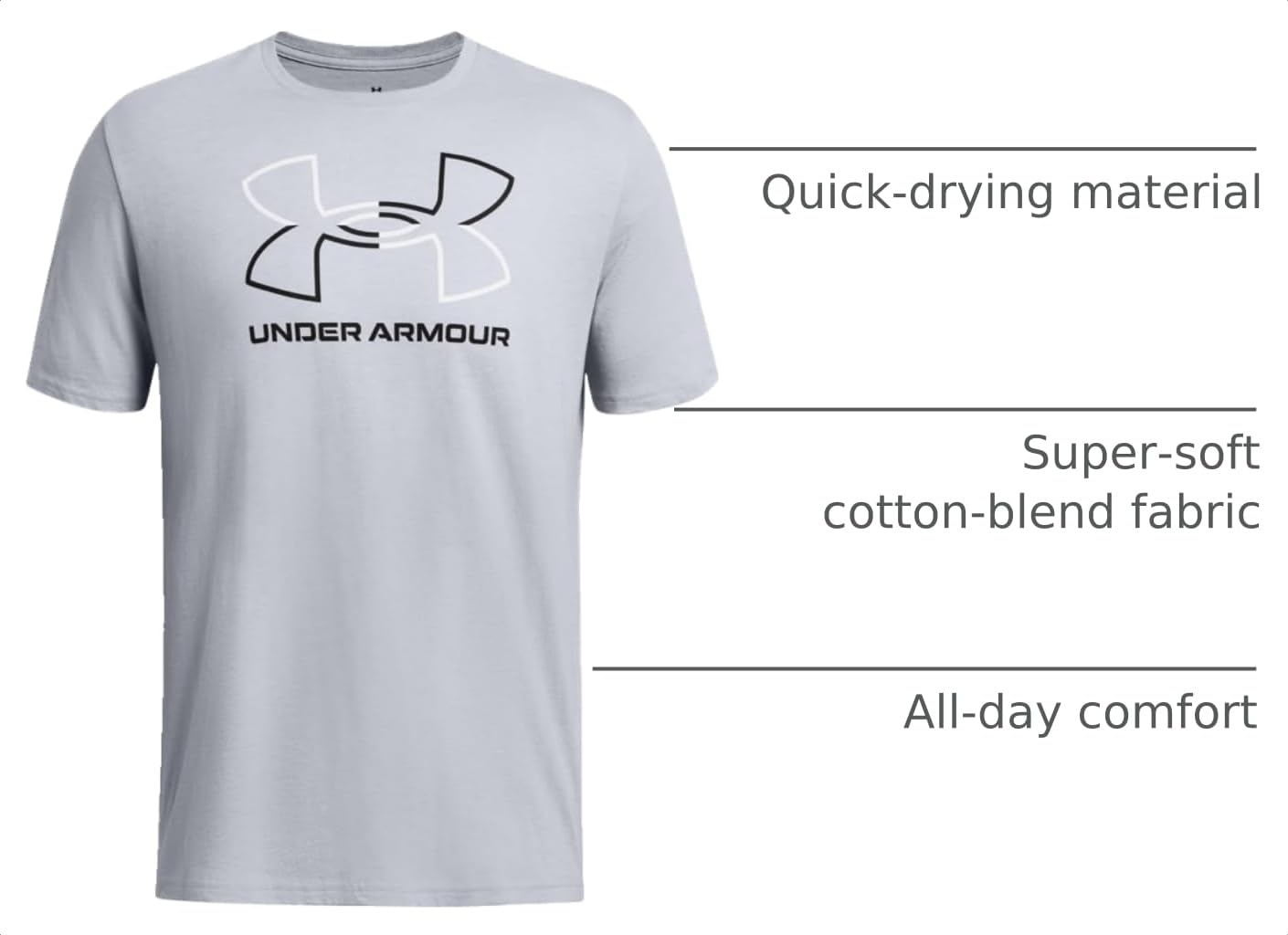 Under Armour Men's Global Foundation Short Sleeve T Shirt, (011) Mod Gray Medium Heather / / Black, X-Large
