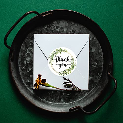 50 Greenery Thank You Stickers - 2-Inch Adhesive Labels for Favors & Gifts