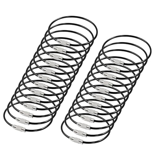 Stainless Steel Wire Keychains - 6 Inch - 100 Pack - Black