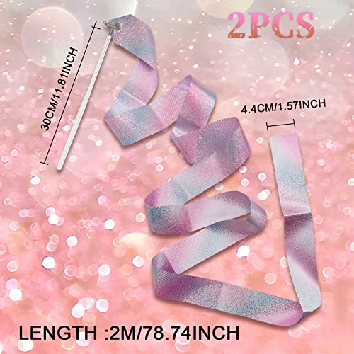 2-Piece Dance Ribbon Wand Set with Non-Slip Handle - Red & White