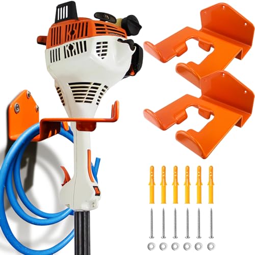 Weedeater Hanger, 2 Pack Weed Eater Hanger for Wall, Heavy Duty Weed Wacker Hooks for Garage, Garage Organization Storage Shed Organizer Mounted Trimmer Rack