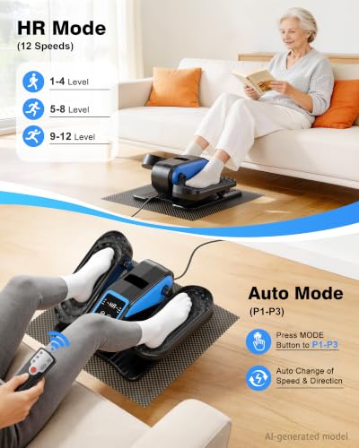 Mini Electric Under Desk Elliptical Exerciser - Blue, 12 Speeds