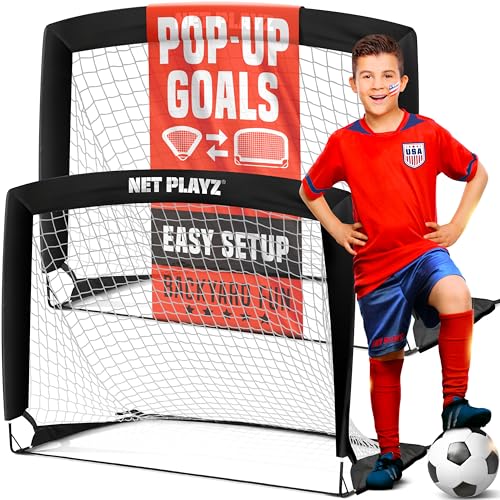 Portable Soccer Goal Set - 4ft x 3ft Fold-Up Training Goals - Set of 2