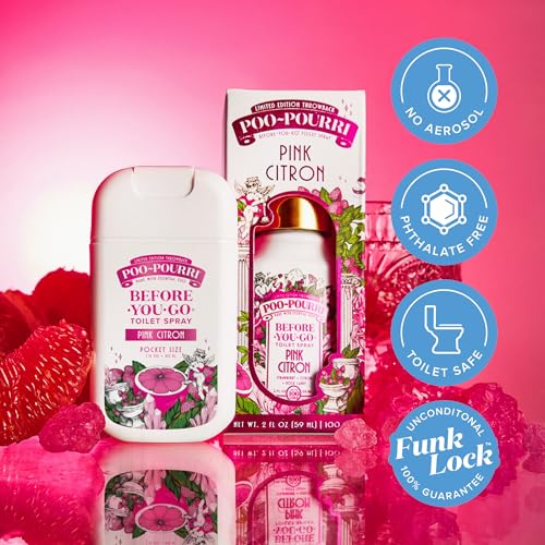 Pocket Toilet Spray - Travel Size 1 Fl Oz, Pink Citron - Up to 50 Uses