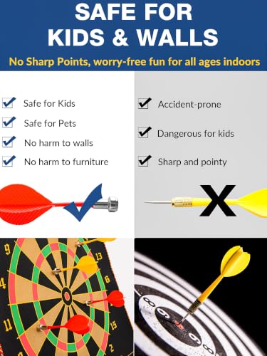 Double-Sided Magnetic Dart Board - Black & Yellow - 12 Darts