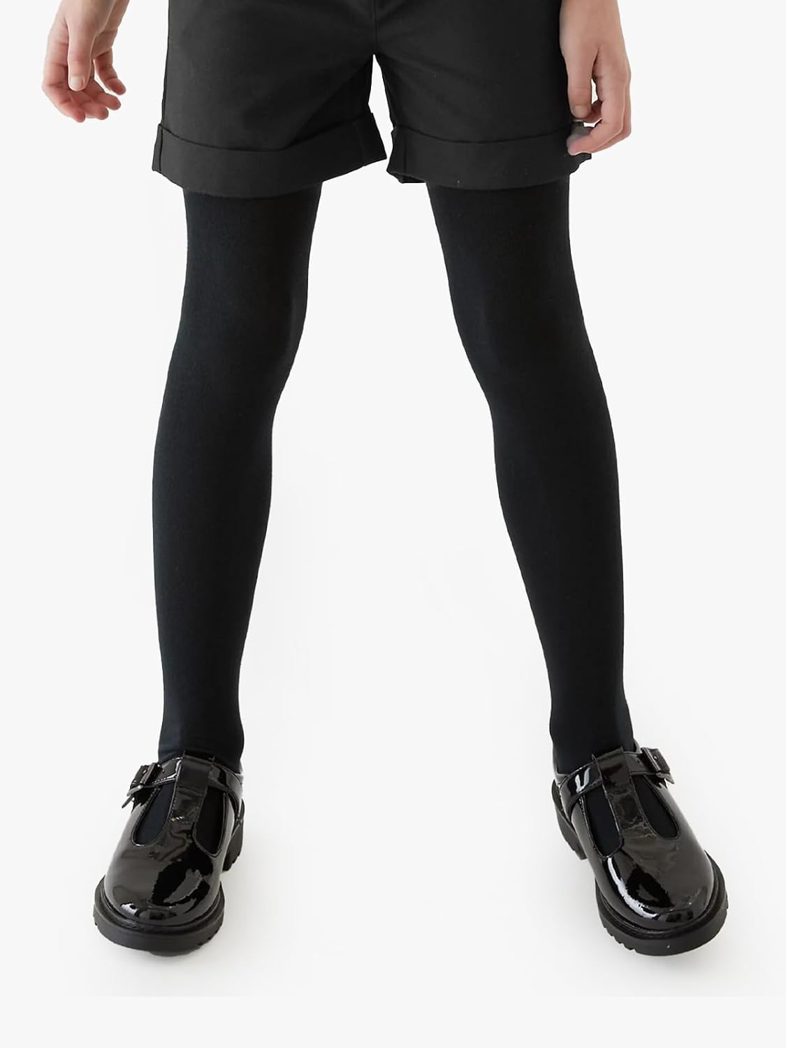 Skiennix Kids Girls School Dress - Comfortable Cotton with Tights | Black, White, Navy, Burgundy