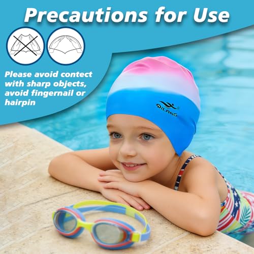 Kids Waterproof Silicone Swim Cap - Comfortable Swimming Hat - Color 02