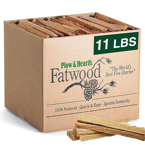 Plow & Hearth 11 Lb Fatwood Fire Starter Sticks - All-Natural Kindling for Fire Pits, Firesides, Campfires