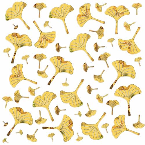 Golden Wall Decals Peel and Stick Golden Leaves Wall Stickers Modern Leaf Vinyl Wall Decals Living Room Abstract Flower Walls Sticker Nordic Plant Walls Art Murals for Bedroom Bathroom Kitchen Decor