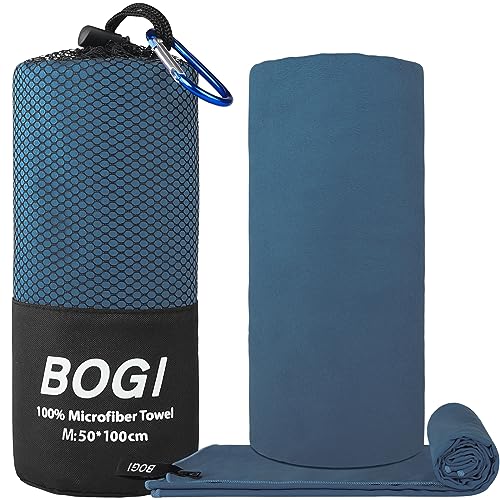 Microfiber Travel Towel - Quick Dry Lightweight Camping Towel - Navy Blue, M: 40"x20"