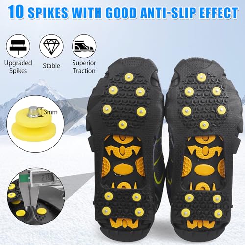 JSHANMEI Ice Cleats for Shoes XX-Large 10-13 Men / 11.5-13.5 Women, 10 Steel Studs