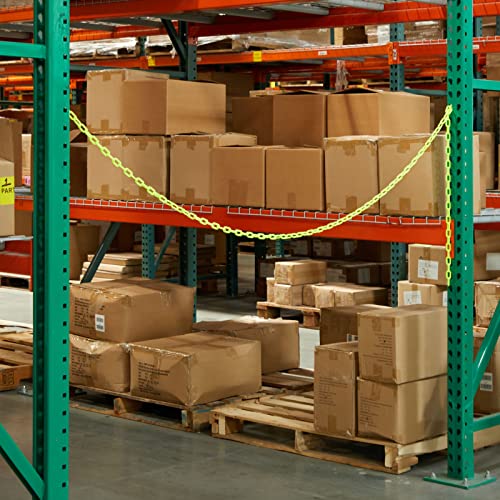 Stockroom Plus Glow in The Dark Plastic Chain - 100 Ft Roll, 1.5-Inch Links, Neon Yellow - Weather-Resistant Neon Barrier Chain for Crowd Control & Parking Barrier