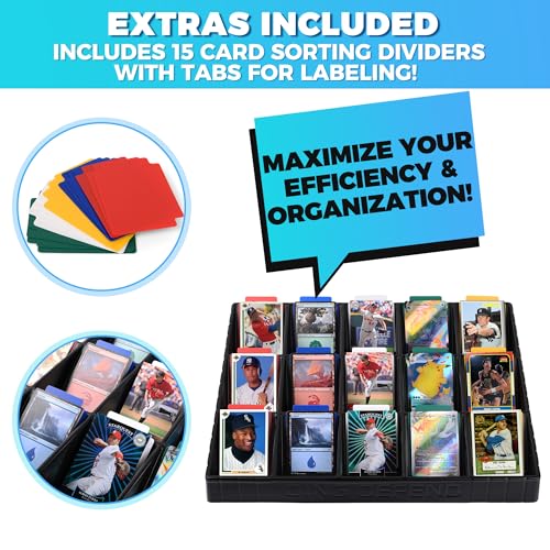 15-Compartment Card Sorting Tray - Stackable Trading Card Organizer