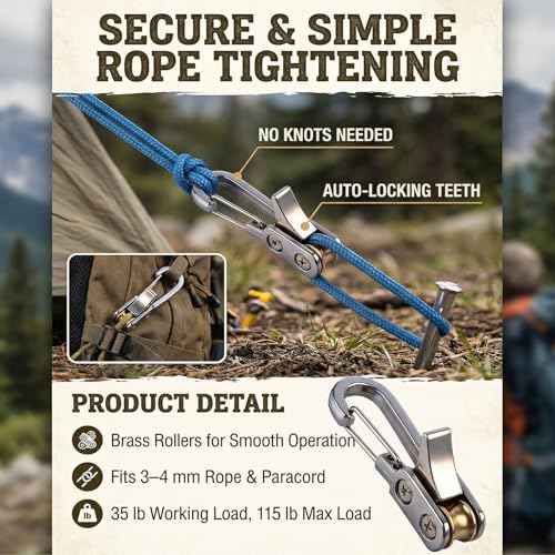 Landhoow 12 Pcs Stainless Steel Rope Tightening Tools - Silver, Camping & Household
