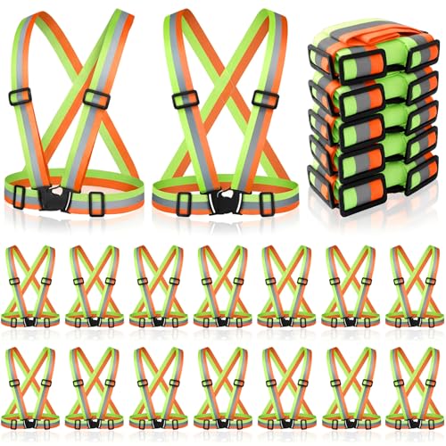 Hercicy Classic Reflective Running Vest - 24 Pack, Fluorescent Orange/Yellow