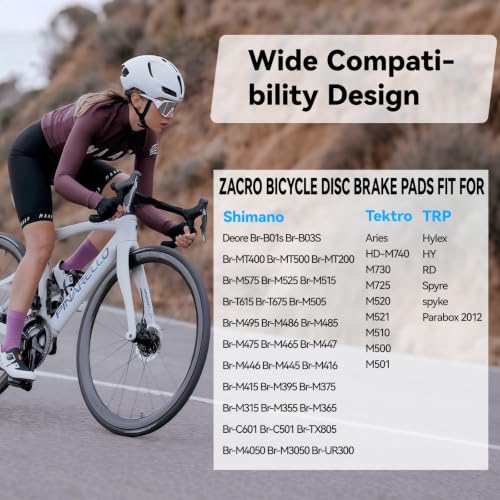 Bike Brake Pads - 4 Pairs Semi-Metallic Disc Pads with Springs