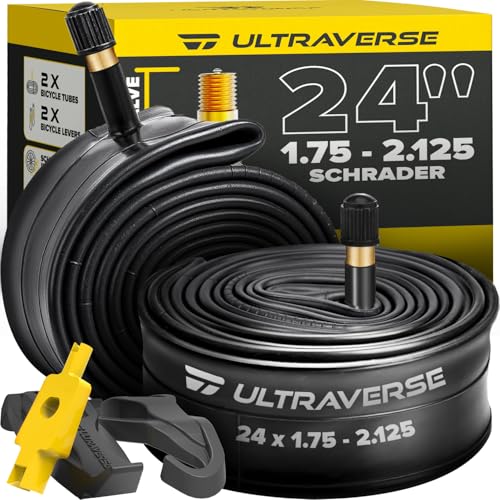 24" Bike Inner Tubes - Set of 2 Butyl Rubber with Schrader Valve