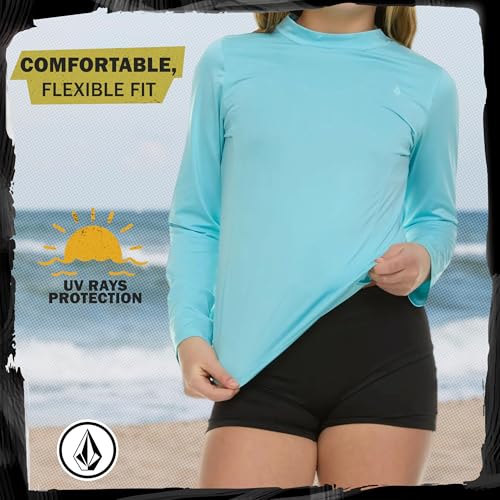 Girls Rash Guard 2-Pack - Long Sleeve UPF 50+ Sun Protection - Aqua