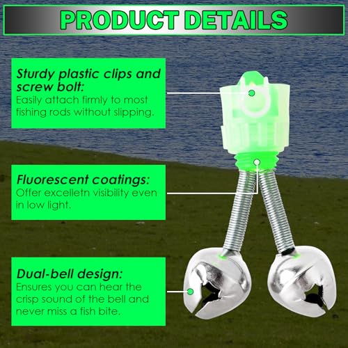 20PCS Fishing Rod Bells - Dual-Bell Bite Alerts for Night Fishing