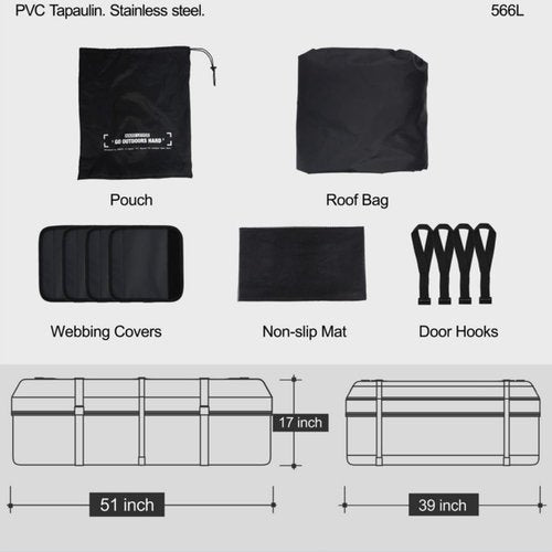 CAMVIL 20 Cubic Waterproof Car Rooftop Cargo Carrier Bag, Soft-Shell Car Roof Bag for All Vehicle with/Without Racks, Includes Waterproof Zip, Anti-Slip Mat, Door Hooks, Storage Bag