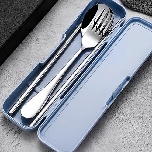 Portable Cutlery Case - Reusable Travel Utensil Storage, Blue & Pink, 20x5x2.8cm