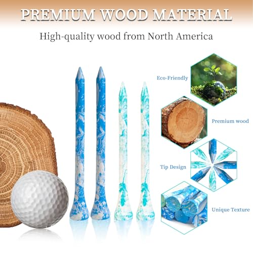 MYKUJA Wood Golf Tees 3-1/4, 2-3/4 inch 100 Pack, Highly Bright