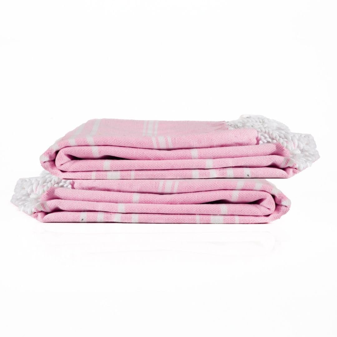 9Threads Cotton Turkish Beach Towel with Towels Oversized 36"x72" Pool Absorbent Extra Large Quick Dry Sand Travel Towel (Peony Plush, 2 Pack)