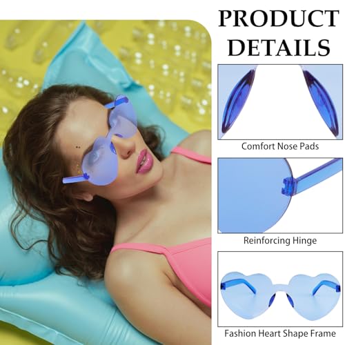 Heart Shaped Rimless Sunglasses - 2 Pairs, Blue