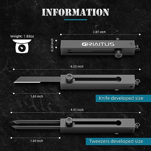 2-in-1 EDC Pocket Knife & Tweezers Multitool - Black