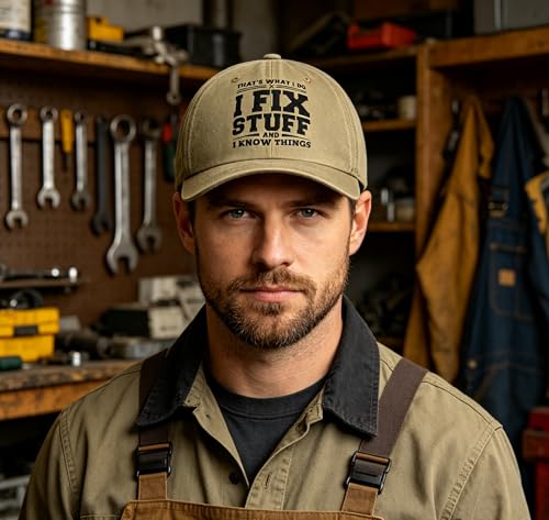I Fix Stuff & I Know Things Dad Hat - Natural, Gifts for Men, Father's Day, Husband, Grandpa