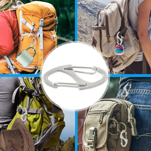 20-Pack 1.6" Metal Spring Snap Hooks - Silver Carabiner Clips