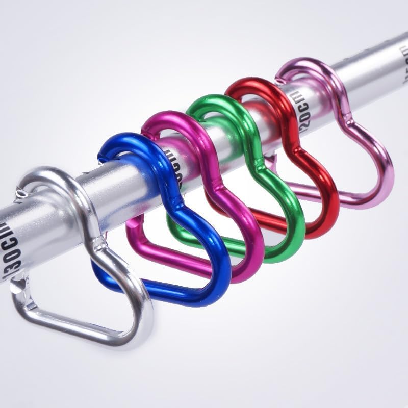 Heart Shaped Carabiner Clip - Aluminum Alloy Heavy Duty Keyring - Red