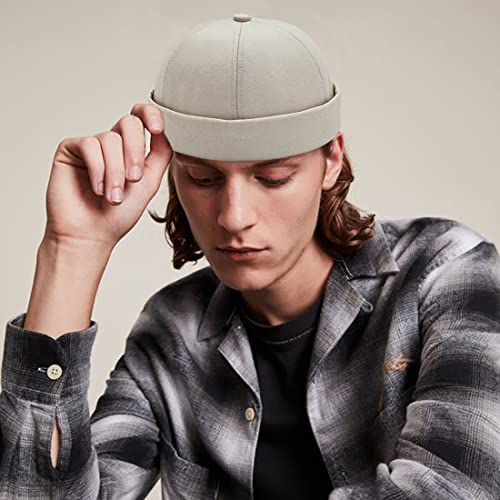 Cotton Brimless Docker Cap - Adjustable Sailor Skullcap Beanie
